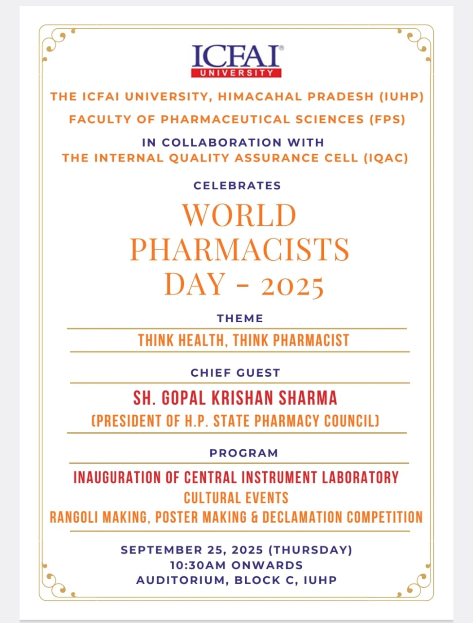 WORLD  PHARMACISTS  DAY - 2025