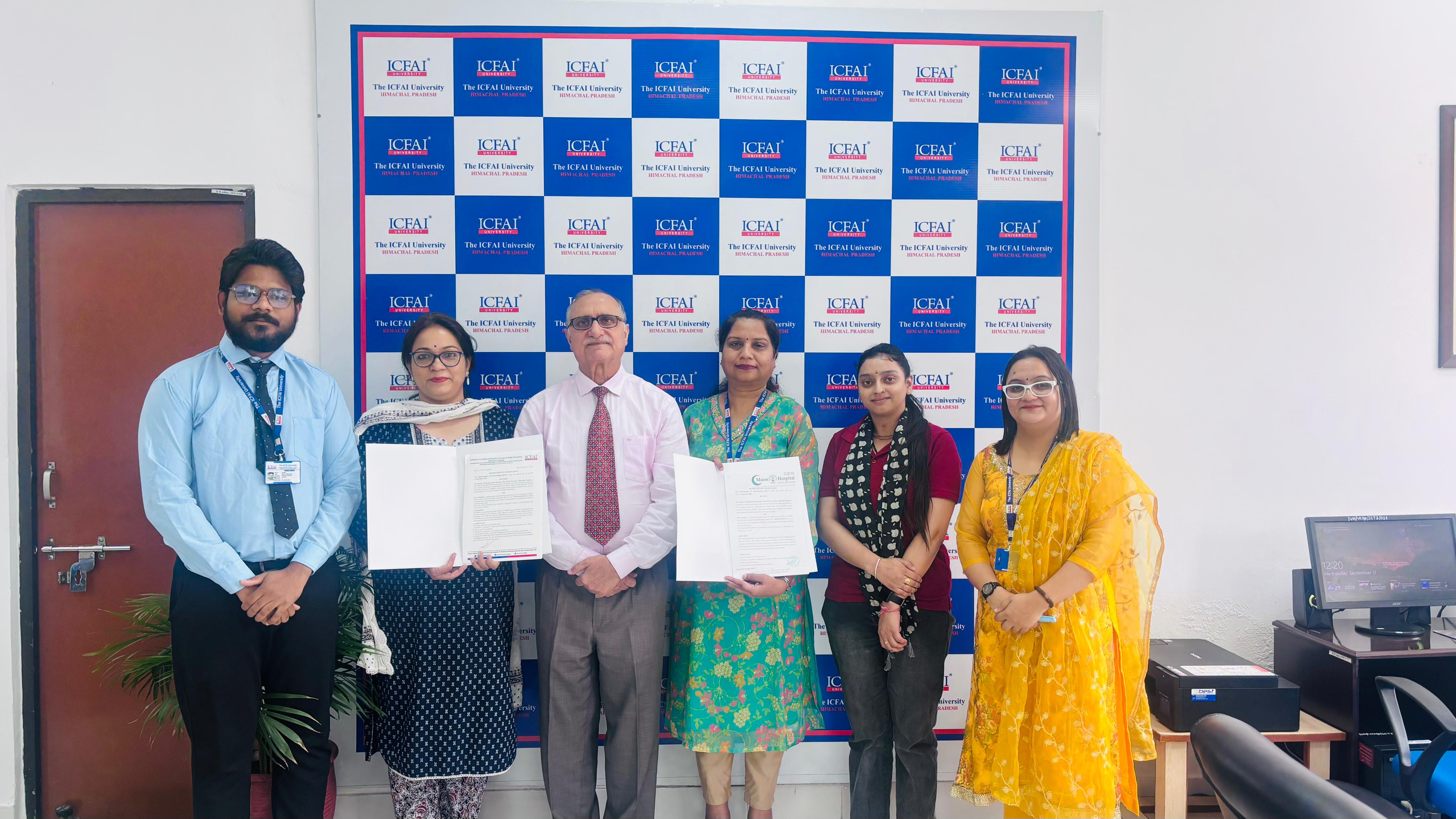 Memorandum of Understanding (MoU) Signed Between Faculty of Pharmaceutical Sciences, The ICFAI University, Himachal Pradesh and Moon Hospital, Baddi